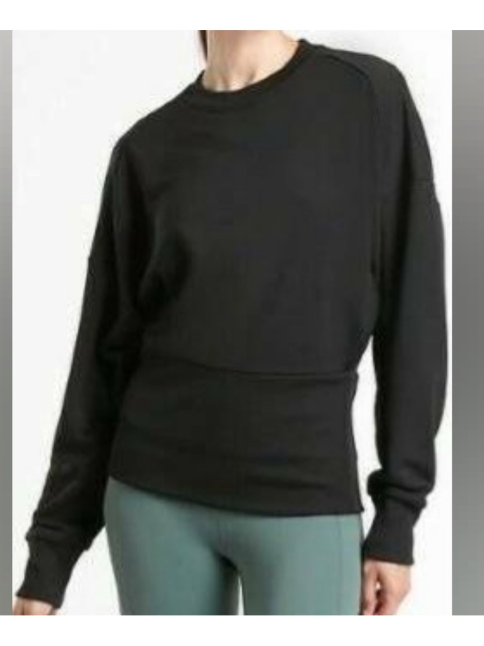 Athleta Potrero Long Sleeve Crewneck Sweatshirt Black Medium Tall